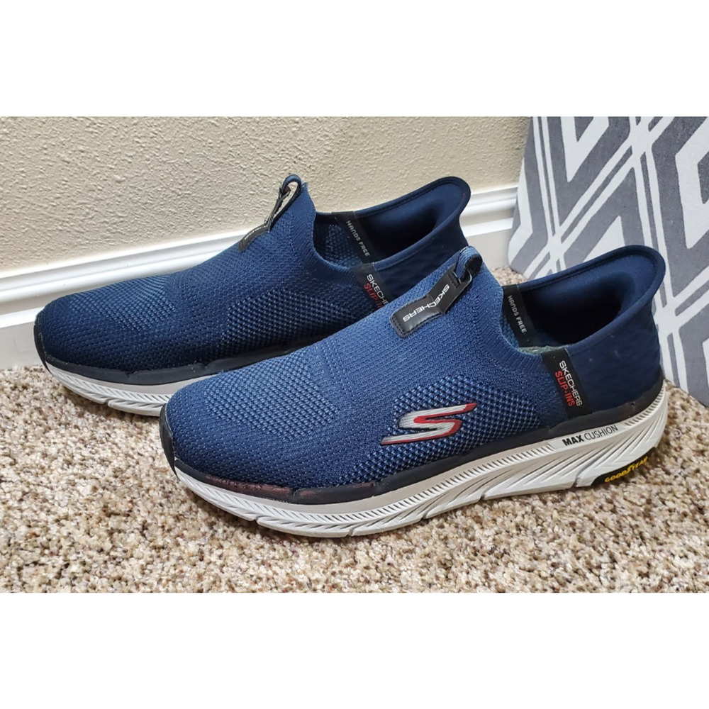 Skechers Slip‑Ins Max Cushioning Walking Shoes Men’s 11 Navy Goodyear Sole